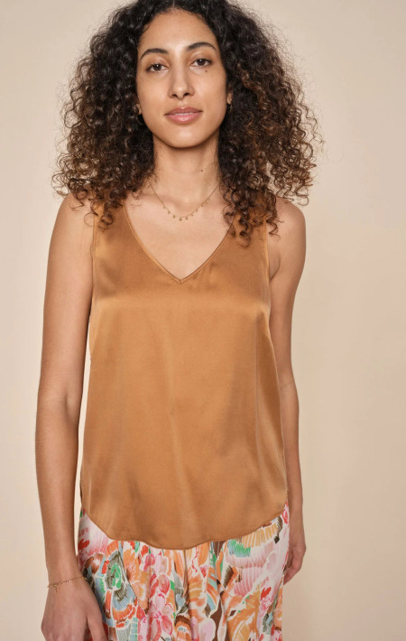 Astrid V-ausschnitt Silk Tank Top