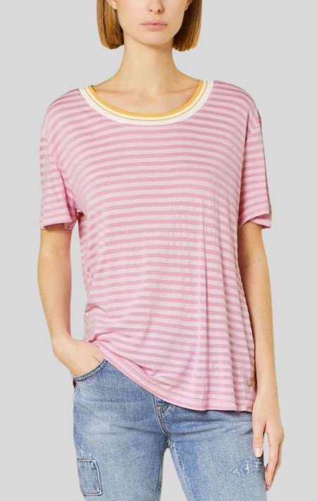 Stripe Print T-Shirt Pink