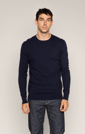 Adam Supima O-Neck Strick Navy