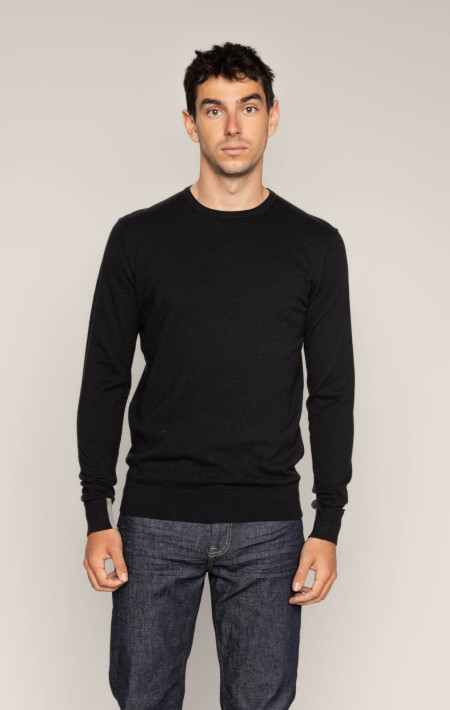 Adam Supima O-Neck Strick black