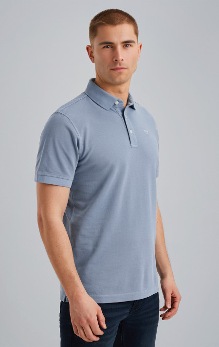 Poloshirt mit Garment-Dye-Waschung Blue A